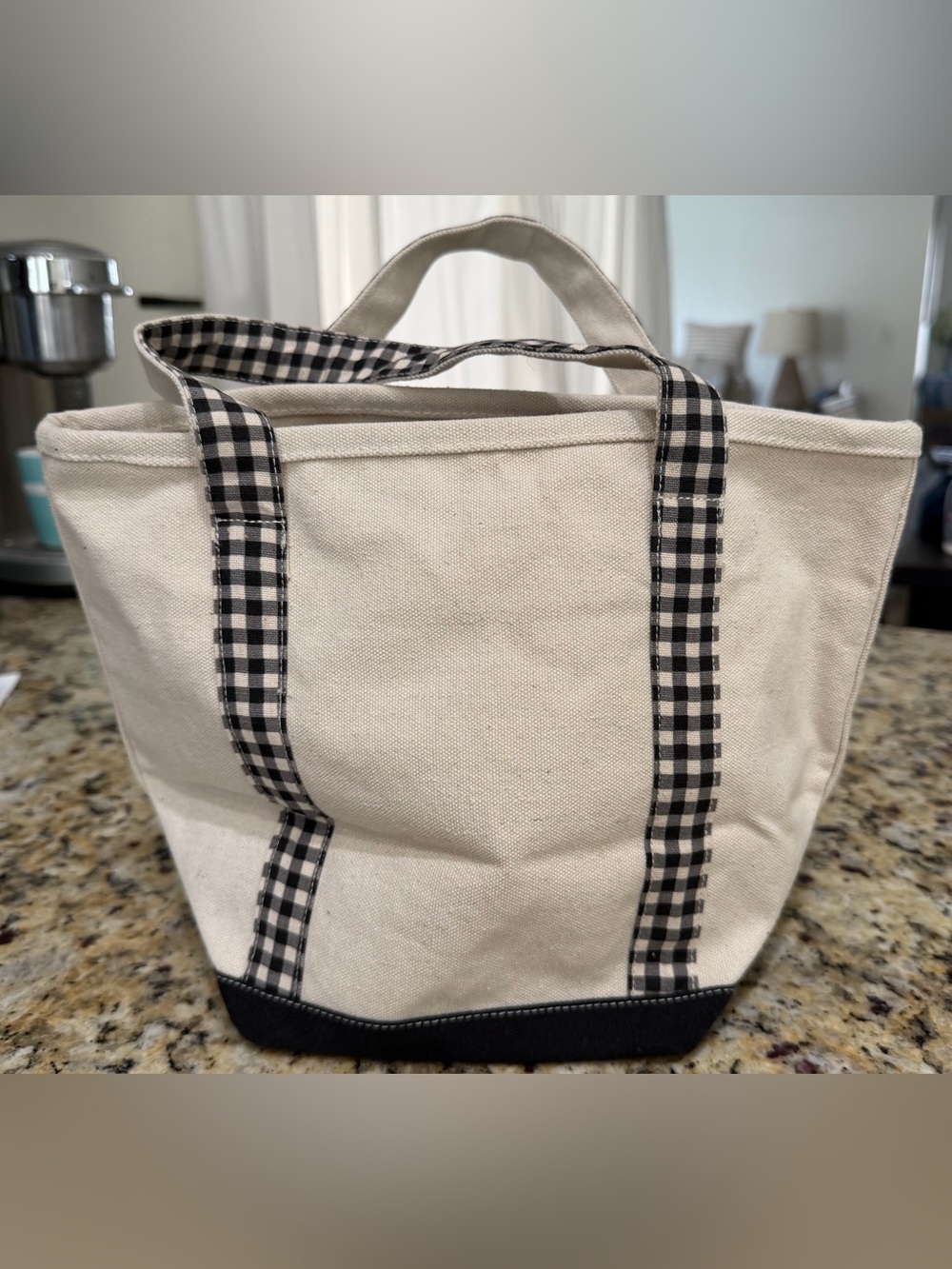 NWT Beaded Dog Canvas Tote Bag Zip Pouch Set Gingham Shih Tzu Bernedoodle - Picture 5 of 11
